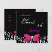 Sweet Sixteen 16 helderroze Zebra zwarte doos Kaart (Voorkant / Achterkant)