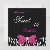 Sweet Sixteen 16 helderroze Zebra zwarte doos Kaart (Voorkant)