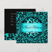 Sweet Sixteen 16-jarige Blauwgroen blauwe luipaard Kaart (Voorkant / Achterkant)