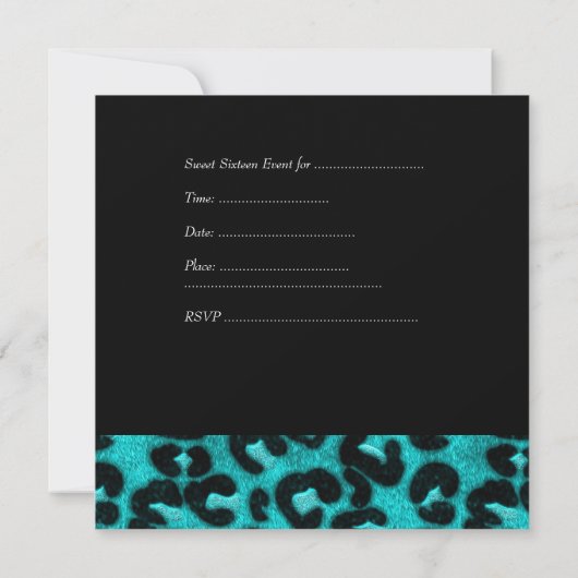Sweet Sixteen 16-jarige Blauwgroen blauwe luipaard Kaart (Achterkant)