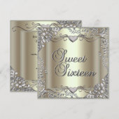 Sweet Sixteen 16-jarige feestdag Gold Mint Silver Kaart (Voorkant / Achterkant)