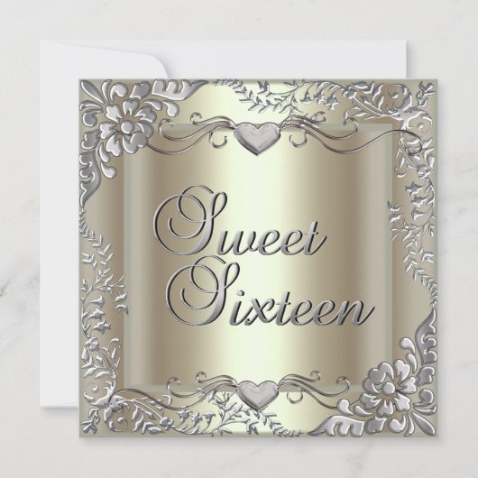 Sweet Sixteen 16-jarige feestdag Gold Mint Silver Kaart (Voorkant)