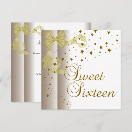 Sweet Sixteen 16-jarige feestdag Gold Stars White Kaart (Voorkant / Achterkant)