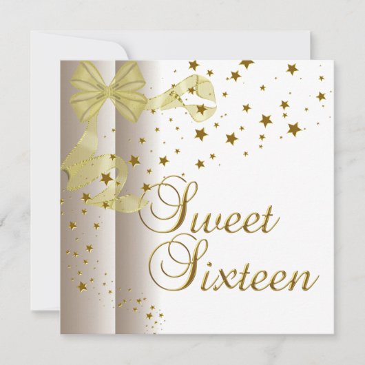 Sweet Sixteen 16-jarige feestdag Gold Stars White Kaart (Voorkant)