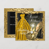 Sweet Sixteen 16-jarige feestdag goudddekers Kaart (Voorkant / Achterkant)