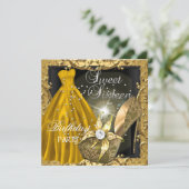 Sweet Sixteen 16-jarige feestdag goudddekers Kaart (Staand voorkant)