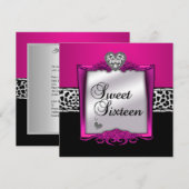 Sweet Sixteen 16-jarige feestdag laurroze zwart Kaart (Voorkant / Achterkant)