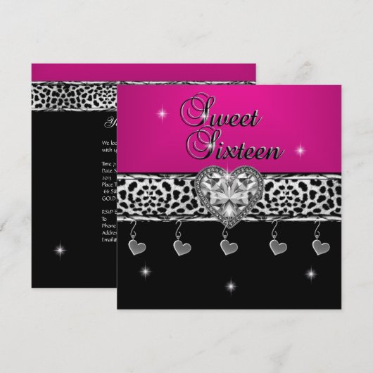 Sweet Sixteen 16-jarige feestdag laurroze zwart Kaart (Voorkant / Achterkant)