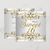 Sweet Sixteen 16-jarige gouddiamant 5 Kaart (Voorkant / Achterkant)