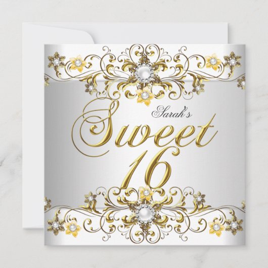 Sweet Sixteen 16-jarige gouddiamant 5 Kaart (Voorkant)