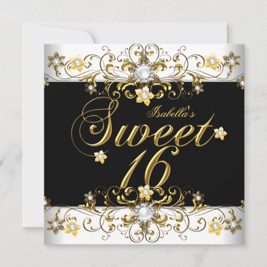 Sweet Sixteen 16-jarige gouddiamant Kaart (Voorkant)