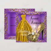 Sweet Sixteen 16-jarige Paarse goudddress Kaart (Voorkant / Achterkant)