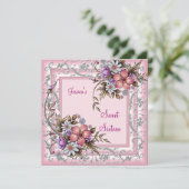 Sweet Sixteen 16-jarige  roze Floral 2 Kaart (Staand voorkant)