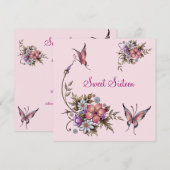 Sweet Sixteen 16-jarige  roze Floral 4 Kaart (Voorkant / Achterkant)