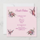 Sweet Sixteen 16-jarige  roze Floral 4 Kaart (Achterkant)