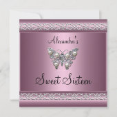 Sweet Sixteen 16-jarige roze vlinder Kaart (Voorkant)