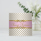 Sweet Sixteen 16-jarige roze witte vlek Kaart (Staand voorkant)