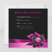 Sweet Sixteen 16-jarige roze zwarte zilver Kaart (Achterkant)