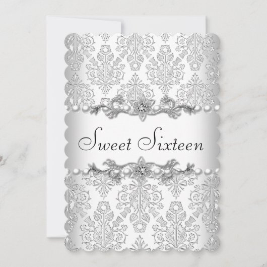 Sweet Sixteen 16-jarige verjaardag White Pearl 3 Kaart (Voorkant)