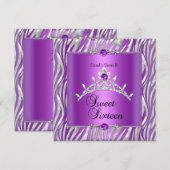 Sweet Sixteen 16-jarige Zebra Paars Silver Kaart (Voorkant / Achterkant)