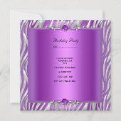 Sweet Sixteen 16-jarige Zebra Paars Silver Kaart (Achterkant)