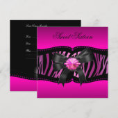 Sweet Sixteen 16-jarige Zebra roze zwart Kaart (Voorkant / Achterkant)