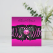 Sweet Sixteen 16-jarige Zebra roze zwart Kaart (Staand voorkant)