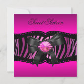 Sweet Sixteen 16-jarige Zebra roze zwart Kaart (Voorkant)