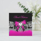 Sweet Sixteen 16-jarige Zebra roze zwart Kaart (Staand voorkant)