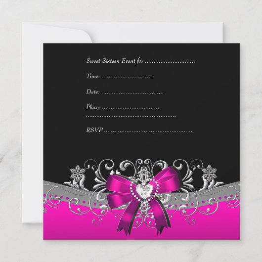 Sweet Sixteen 16-jarige Zebra roze zwart Kaart (Achterkant)