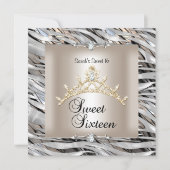 Sweet Sixteen 16-jarige Zebra Silver Black Gold Kaart (Voorkant)