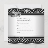 Sweet Sixteen 16-jarige Zebra Silver Mask Kaart (Achterkant)