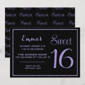 Sweet Sixteen 16 Lavendel Glitter Glam Kaart (Voorkant / Achterkant)