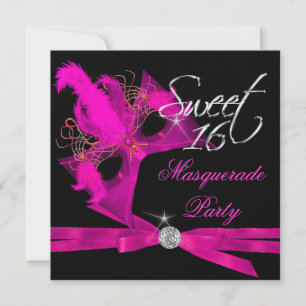 Sweet Sixteen 16 Masquerade Hot Pink Kaart
