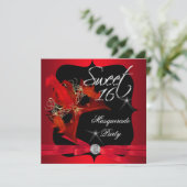 Sweet Sixteen 16 Masquerade Red Black Kaart (Staand voorkant)