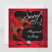 Sweet Sixteen 16 Masquerade Red Black Kaart (Voorkant)