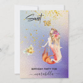 *~* SWEET SIXTEEN 16 Ombre Mermaid Birthday Party Kaart