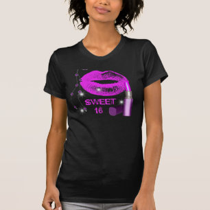 Sweet Sixteen 16 Paarse Heet Roze Lippen Lippensti T-shirt