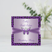 Sweet Sixteen 16 Paarse Mauve Butterfly Birthday 2 Kaart (Staand voorkant)