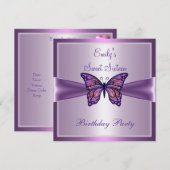 Sweet Sixteen 16 Paarse Mauve Butterfly Birthday 2 Kaart (Voorkant / Achterkant)