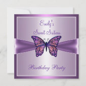 Sweet Sixteen 16 Paarse Mauve Butterfly Birthday 2 Kaart (Voorkant)