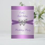 Sweet Sixteen 16 Paarse Mauve Pearl Butterfly 2 Kaart (Staand voorkant)