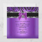 Sweet Sixteen 16 Paarse Silver Black Zebra Leopard Kaart (Achterkant)