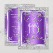 Sweet Sixteen 16 Paarse Winterland Kaart (Voorkant / Achterkant)