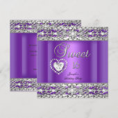 Sweet Sixteen 16-partij Paars Silver Diamond Kaart (Voorkant / Achterkant)