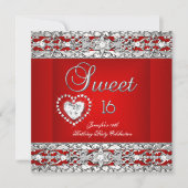 Sweet Sixteen 16-partij Red Silver Diamond Kaart (Voorkant)