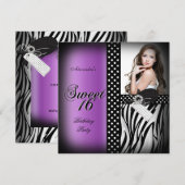 Sweet Sixteen 16-partijenzwarte Zebra Kaart (Voorkant / Achterkant)