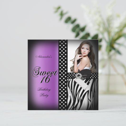 Sweet Sixteen 16-partijenzwarte Zebra Kaart (Staand voorkant)
