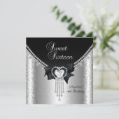Sweet Sixteen 16-party Black Silver Diamond 2 Kaart (Staand voorkant)