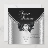 Sweet Sixteen 16-party Black Silver Diamond 2 Kaart (Voorkant)